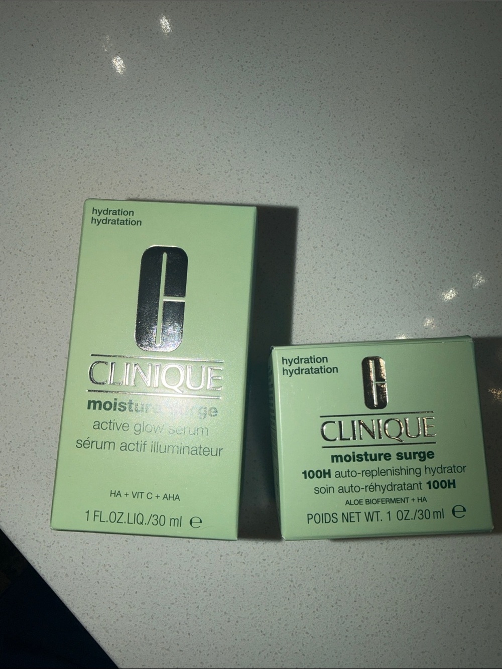 Clinique Moisture Surge Active Glow Serum and Moisture Surge- Hydrating